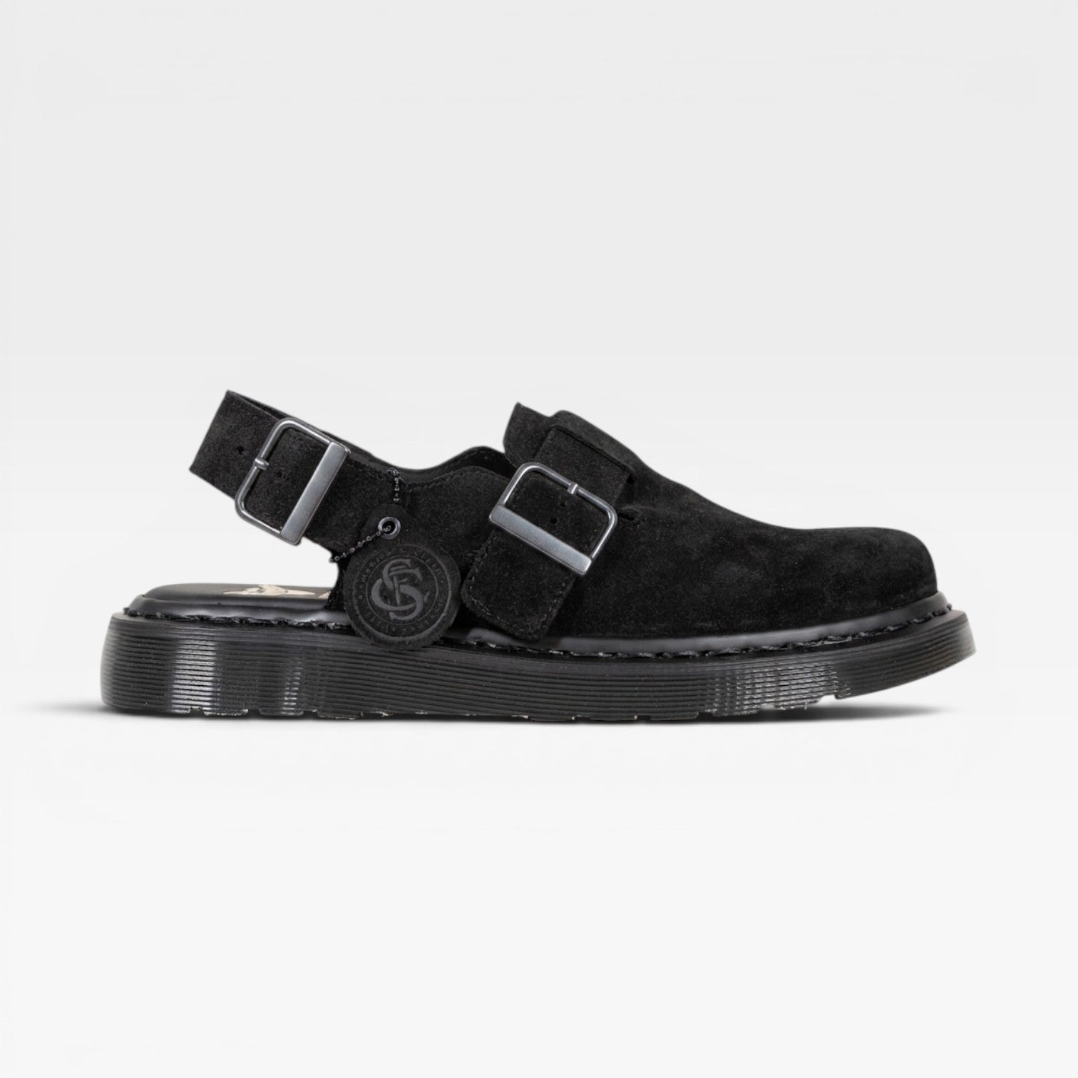 Men's Suede Double Buckle Mules – Closed Toe Comfort Clogs