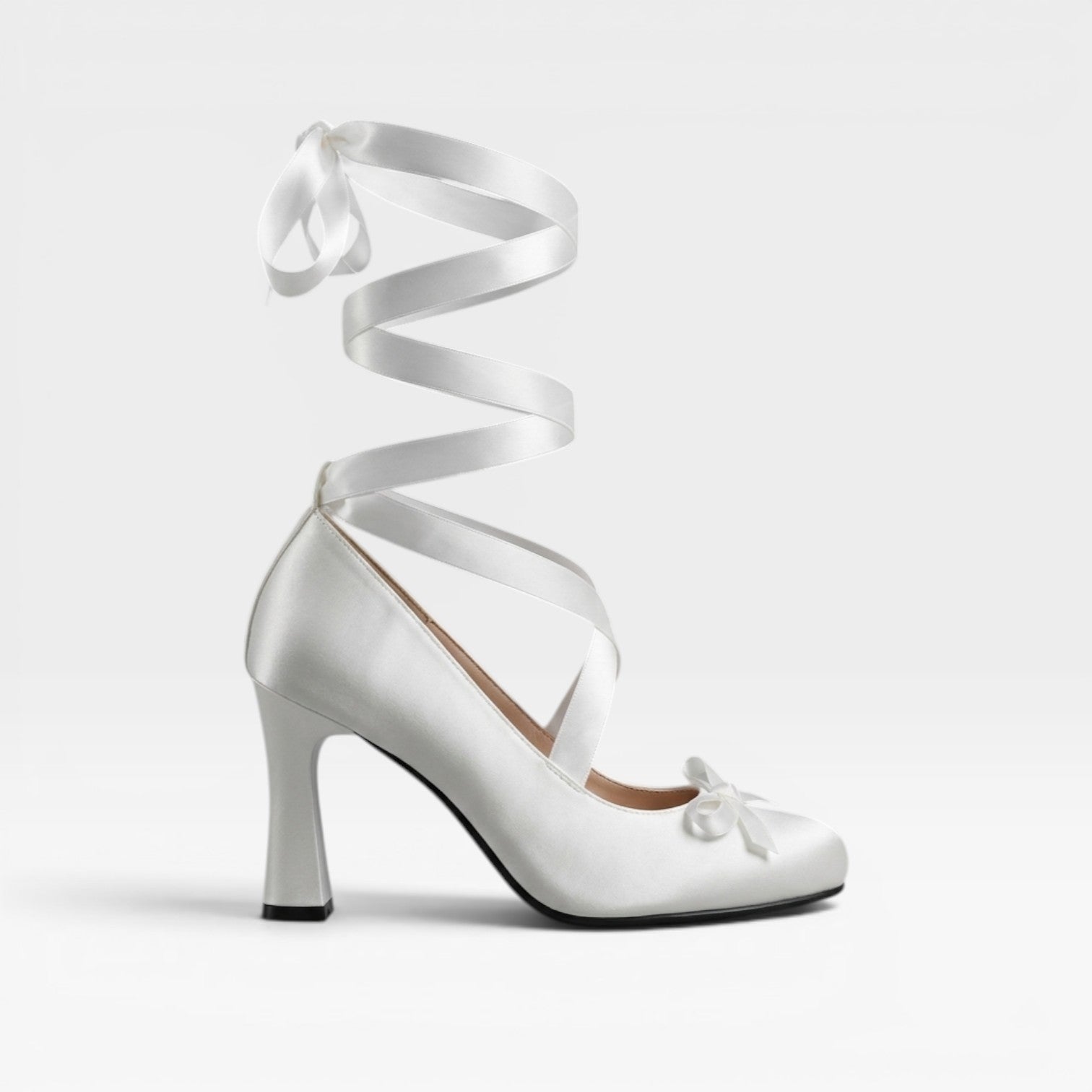Women's Satin Ballet Heels – Elegant Ribbon Lace Up Block Heel Pumps for Special Occasions