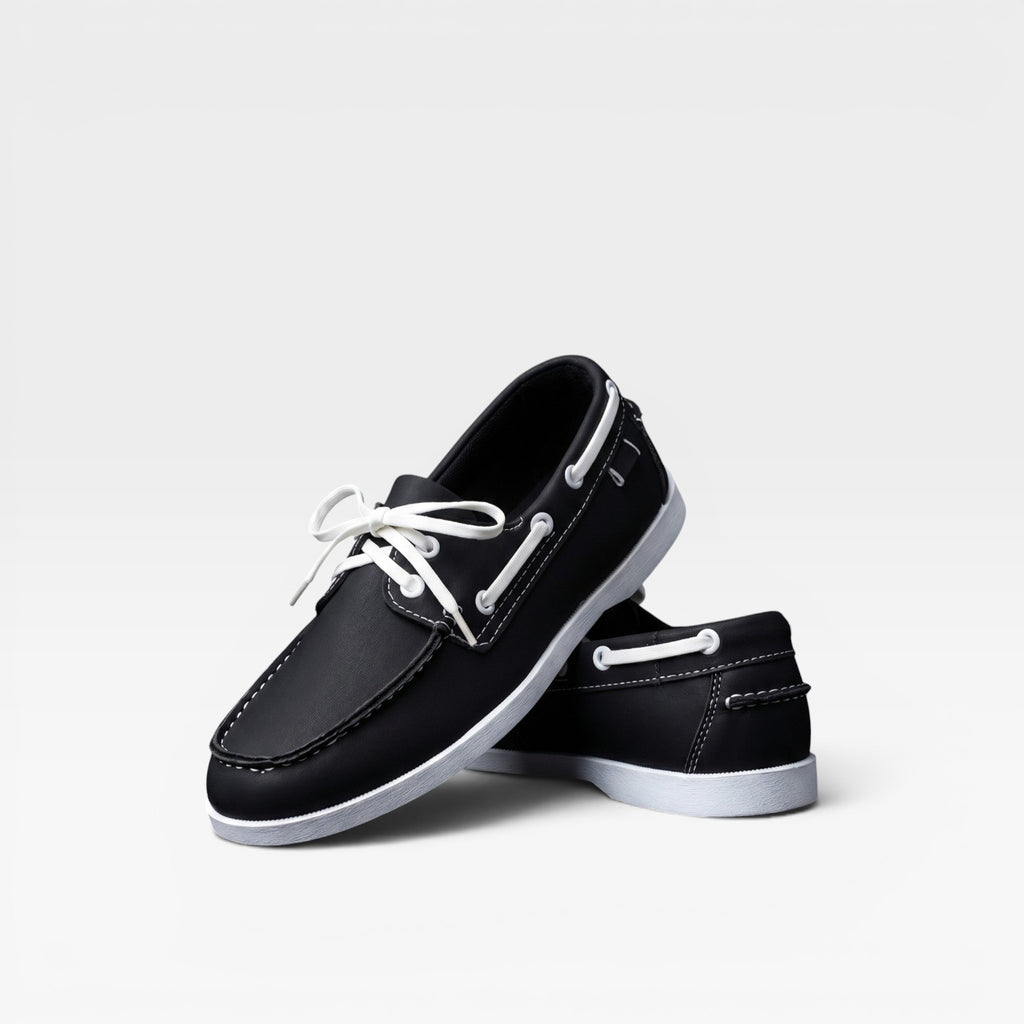 Men's Leather Boat Shoes – Classic Moc Toe Lace Up Deck Shoes