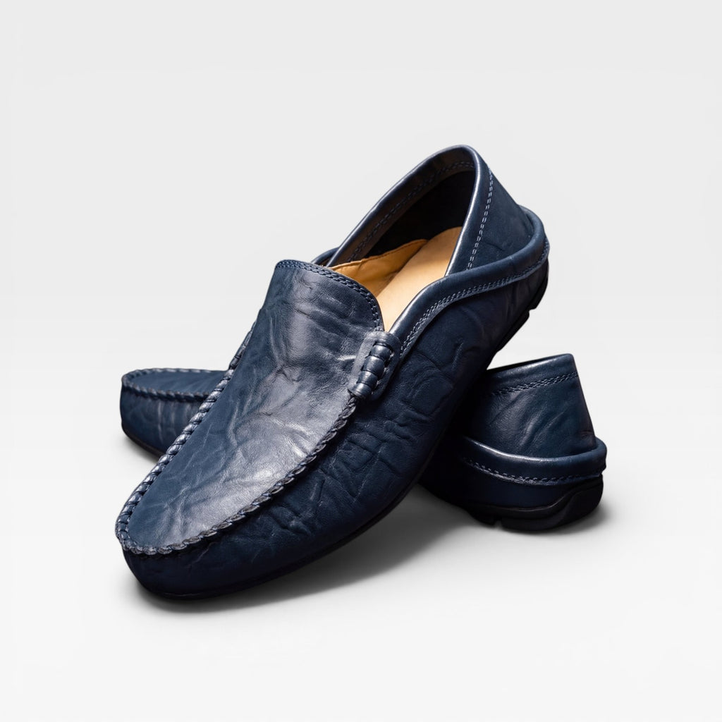 Mocassins en cuir souple pour hommes – Chaussures décontractées à enfiler, cousues main