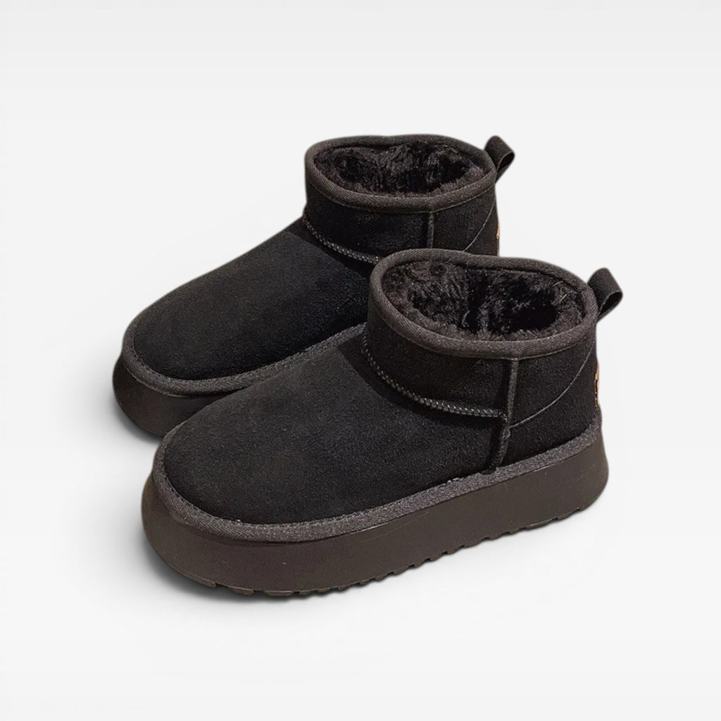 Bottines à plateforme en daim pour femmes – Bottines mini doublées en peau lainée