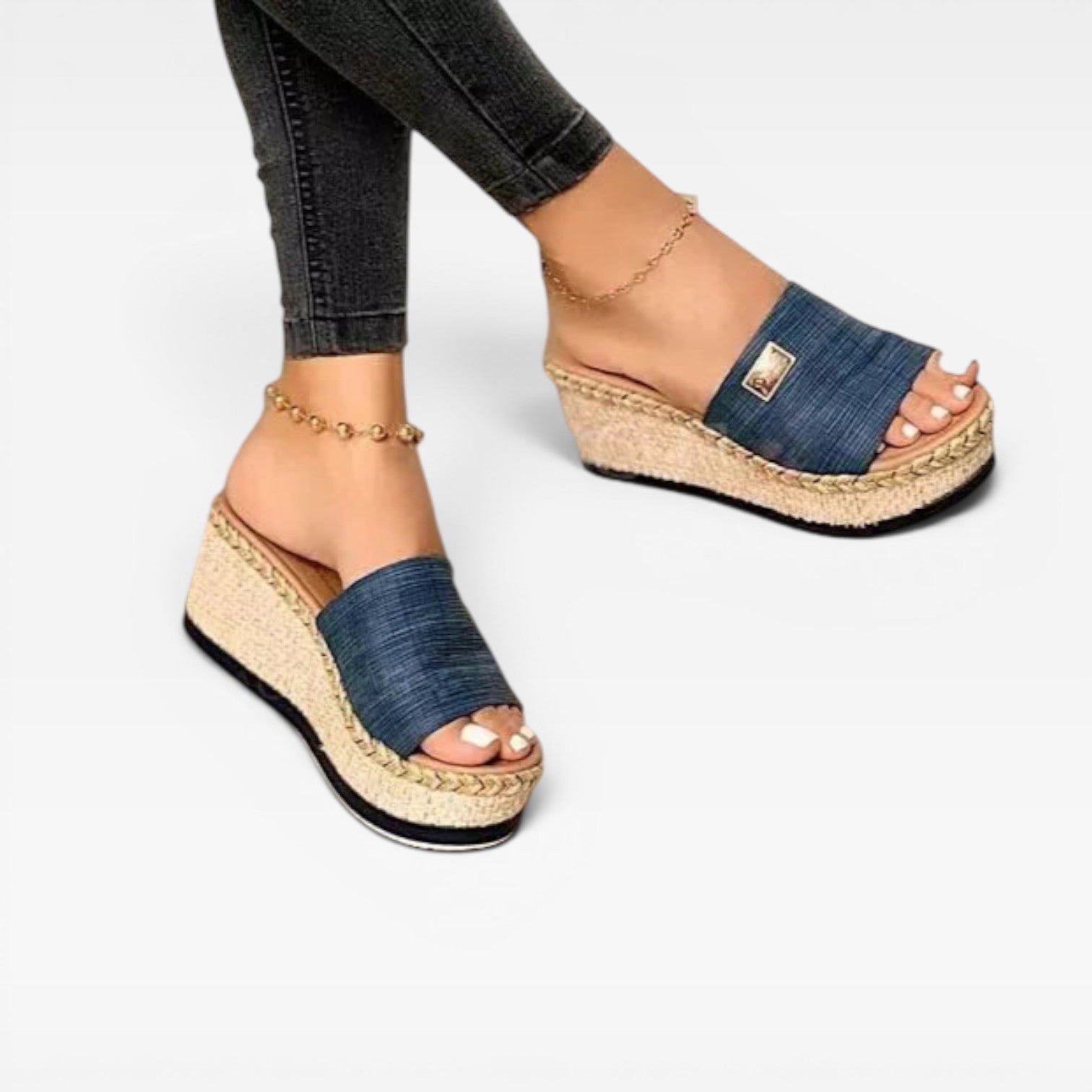 Women's Espadrille Wedge Slides – Comfortable Open Toe Summer Sandals