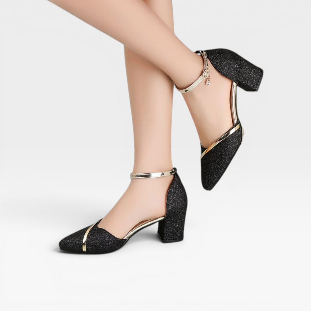 Women's Block Heel Ankle Strap Pumps – Closed Toe Wedding Occasion Shoes