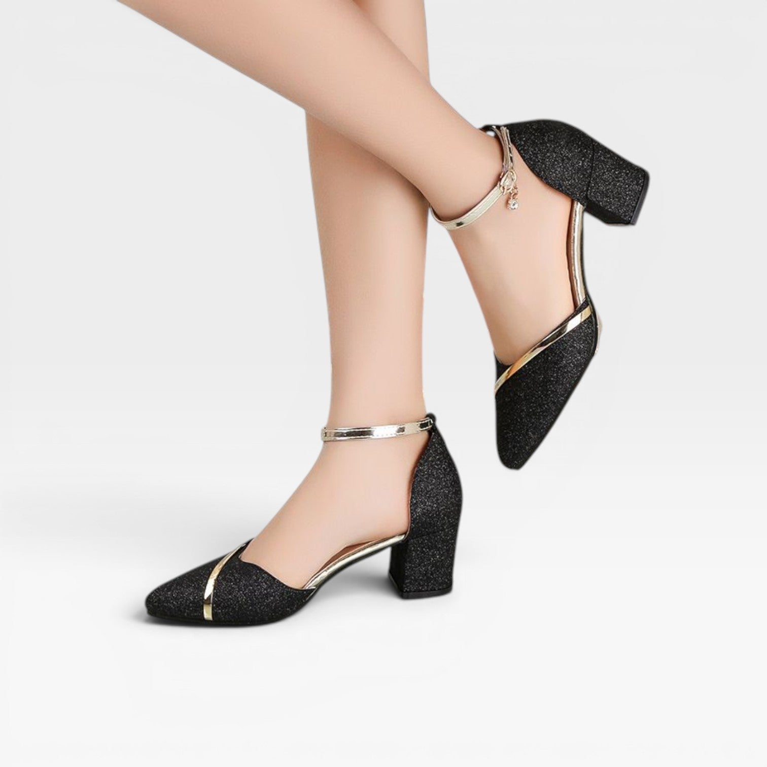 Women's Block Heel Ankle Strap Pumps – Closed Toe Wedding Occasion Shoes