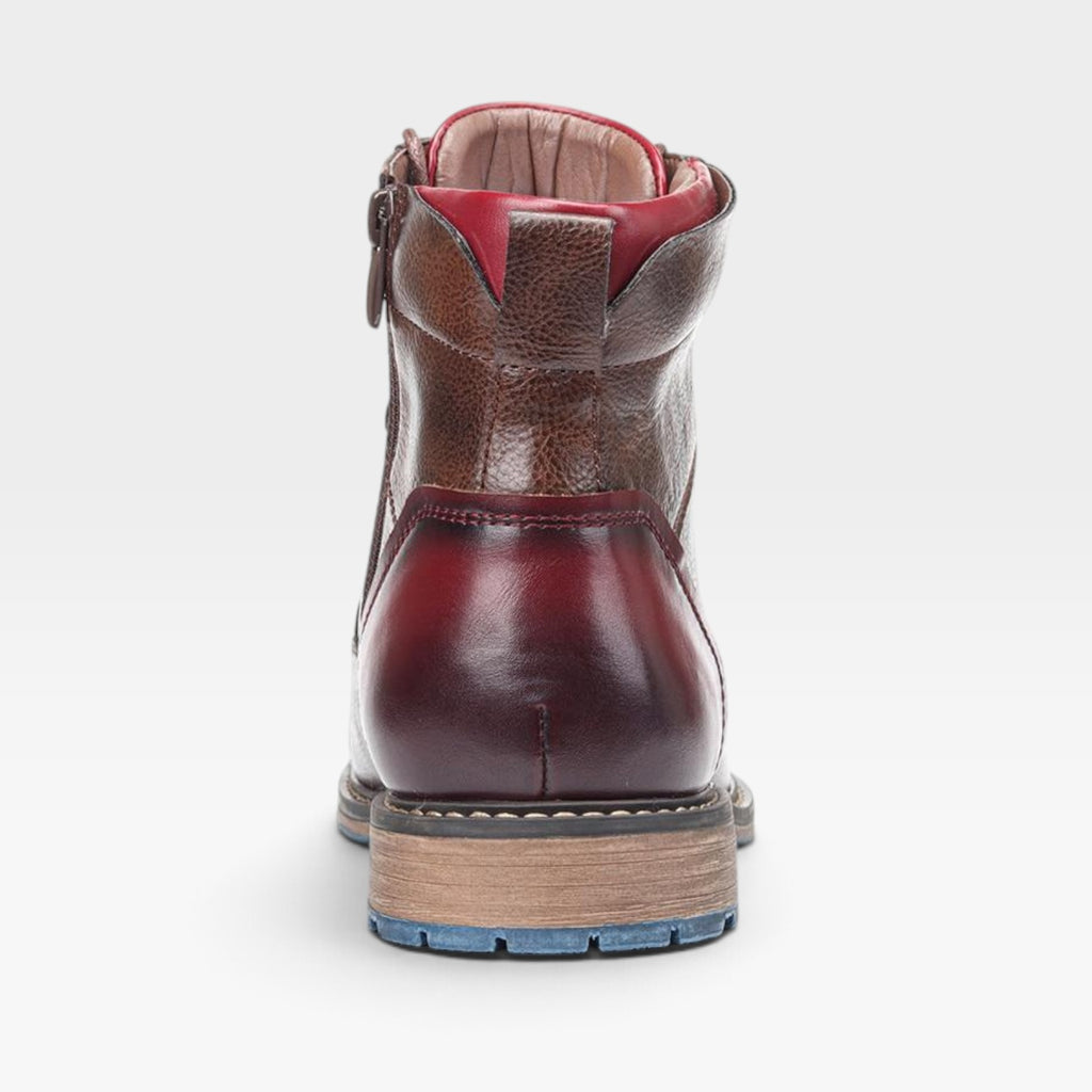 Men's Leather Cap Toe Boots – Contrast Sole Lace Up Ankle Boots
