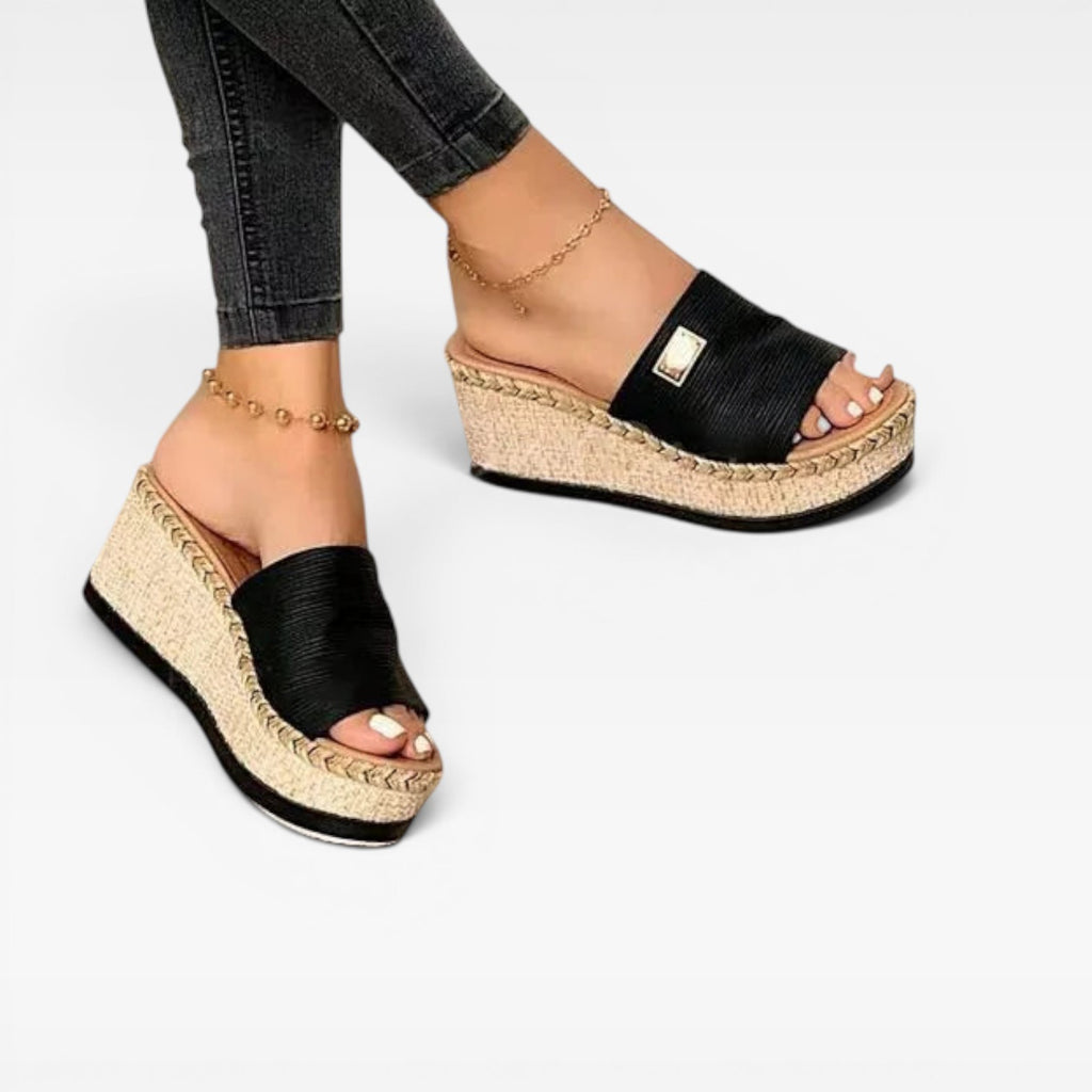 Women's Espadrille Wedge Slides – Comfortable Open Toe Summer Sandals