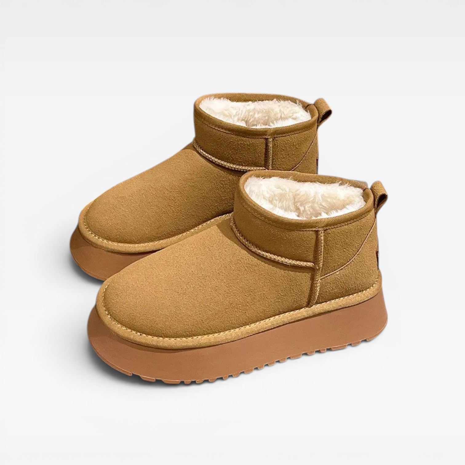 Bottines à plateforme en daim pour femmes – Bottines mini doublées en peau lainée