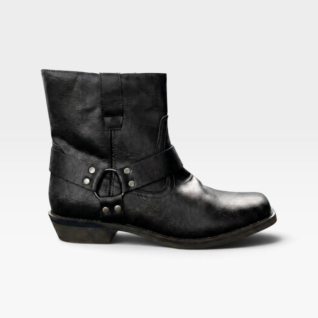 Men's Harness Ankle Boots – Distressed Leather Slip On Boots