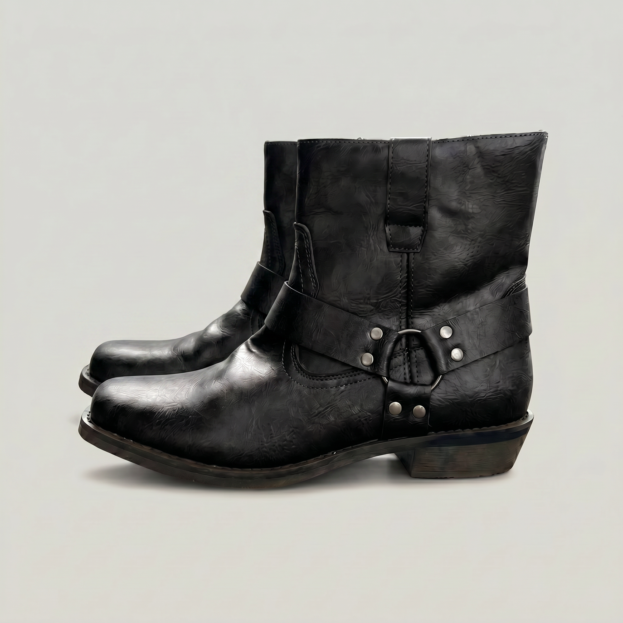 Men's Harness Ankle Boots – Distressed Leather Slip On Boots