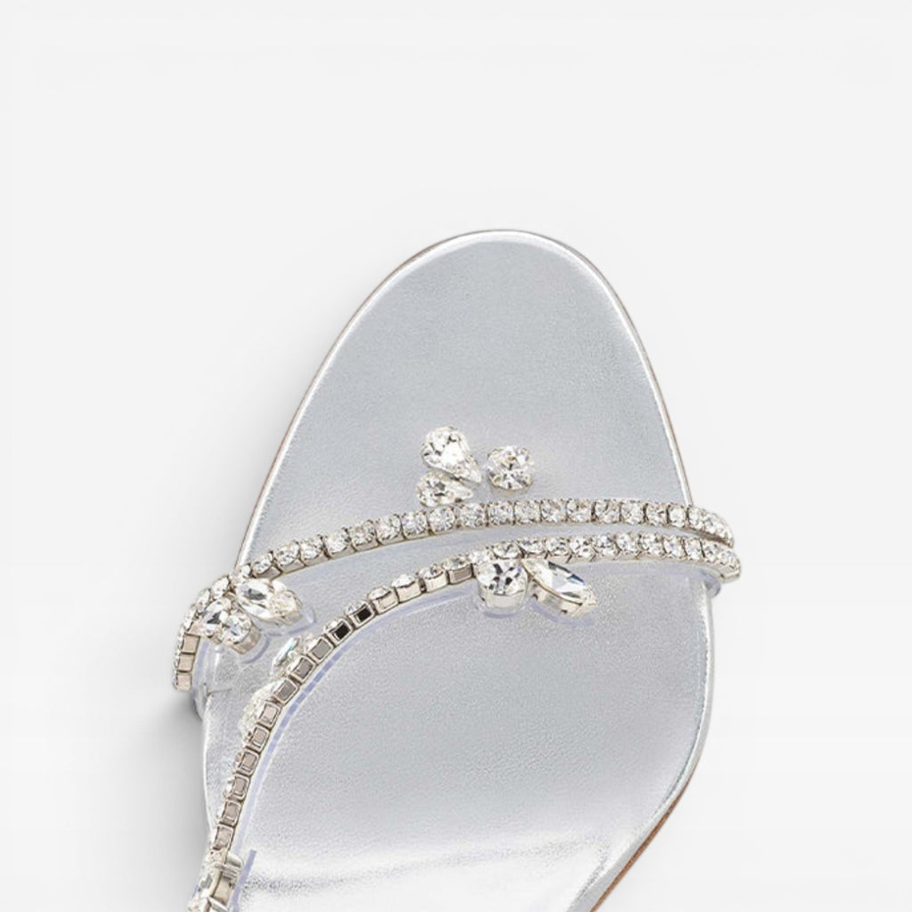 Women's Embellished Strappy Heels – Elegant Stiletto Ankle Strap Sandals for Special Occasions