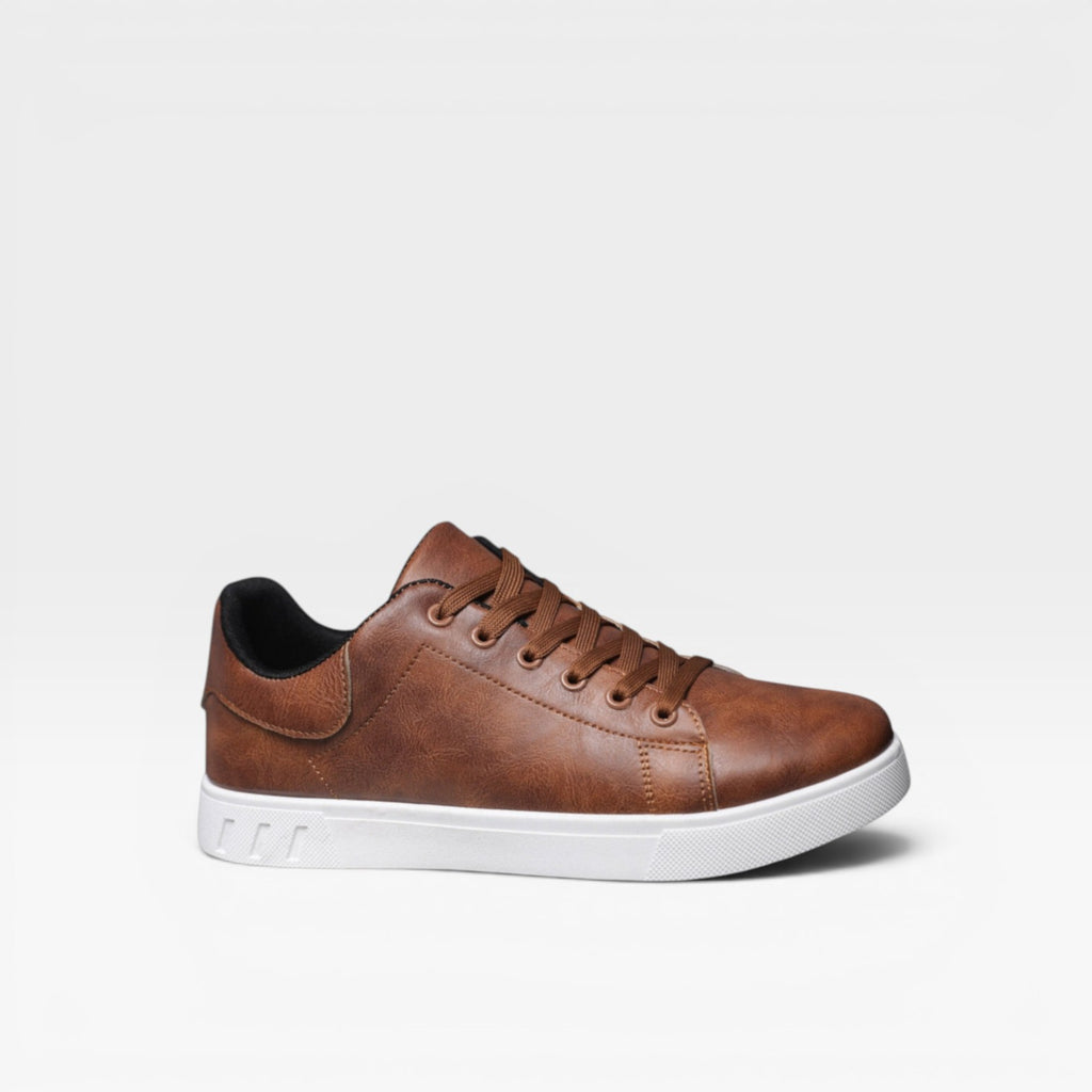 Baskets décontractées en cuir pour hommes – Baskets basses minimalistes à lacets pour un usage quotidien