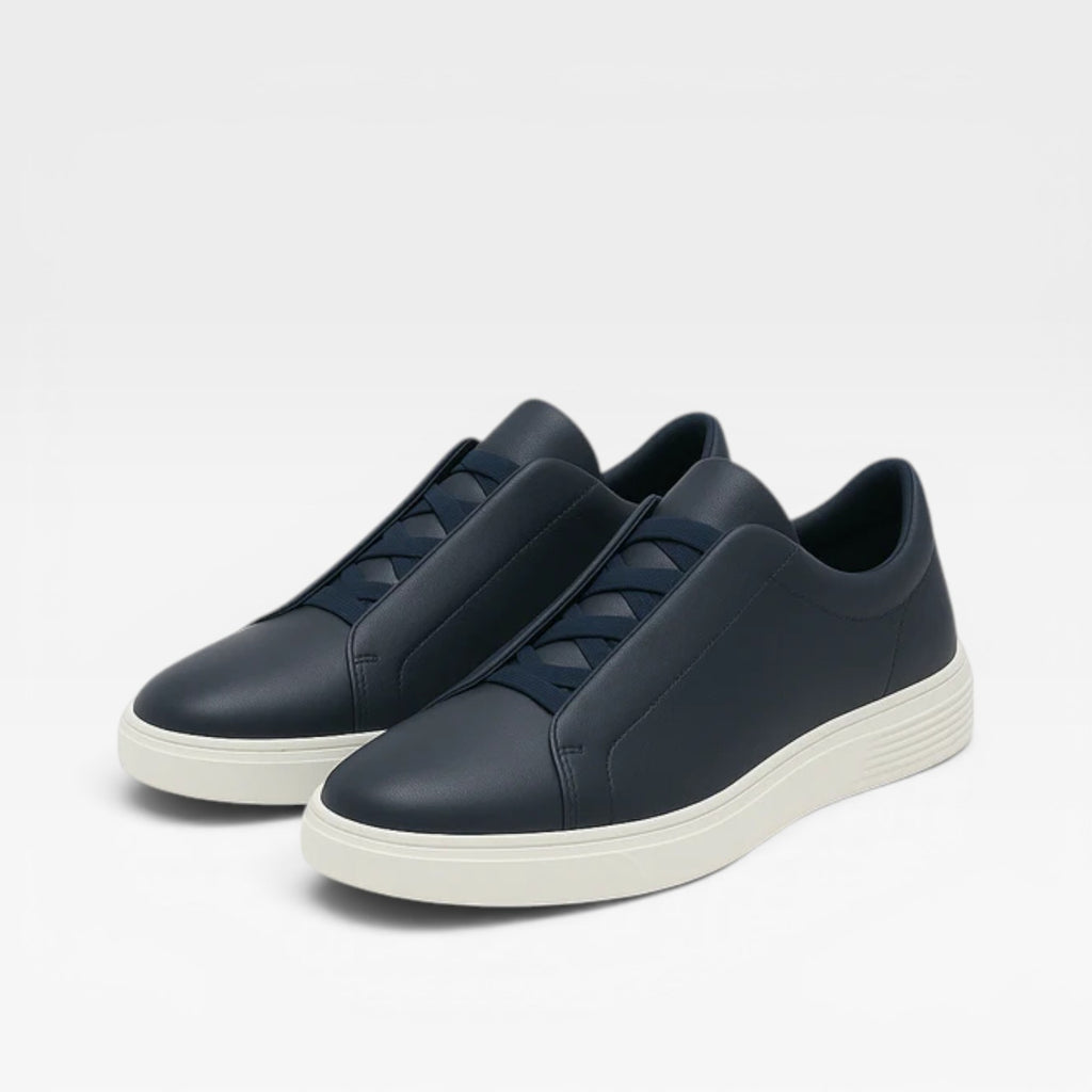 Men's Genuine Leather Slip On Trainers – Minimalist Smart Casual Sneakers