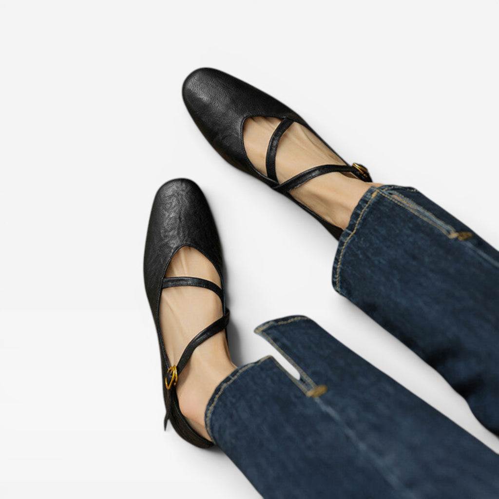 Ballerines Mary Jane en cuir pour femmes – Chaussures élégantes vintage avec bride à boucle