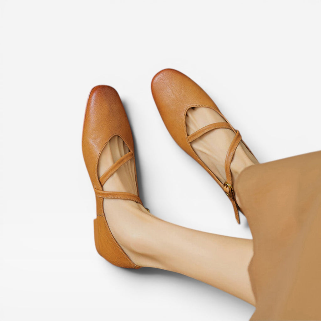 Ballerines Mary Jane en cuir pour femmes – Chaussures élégantes vintage avec bride à boucle