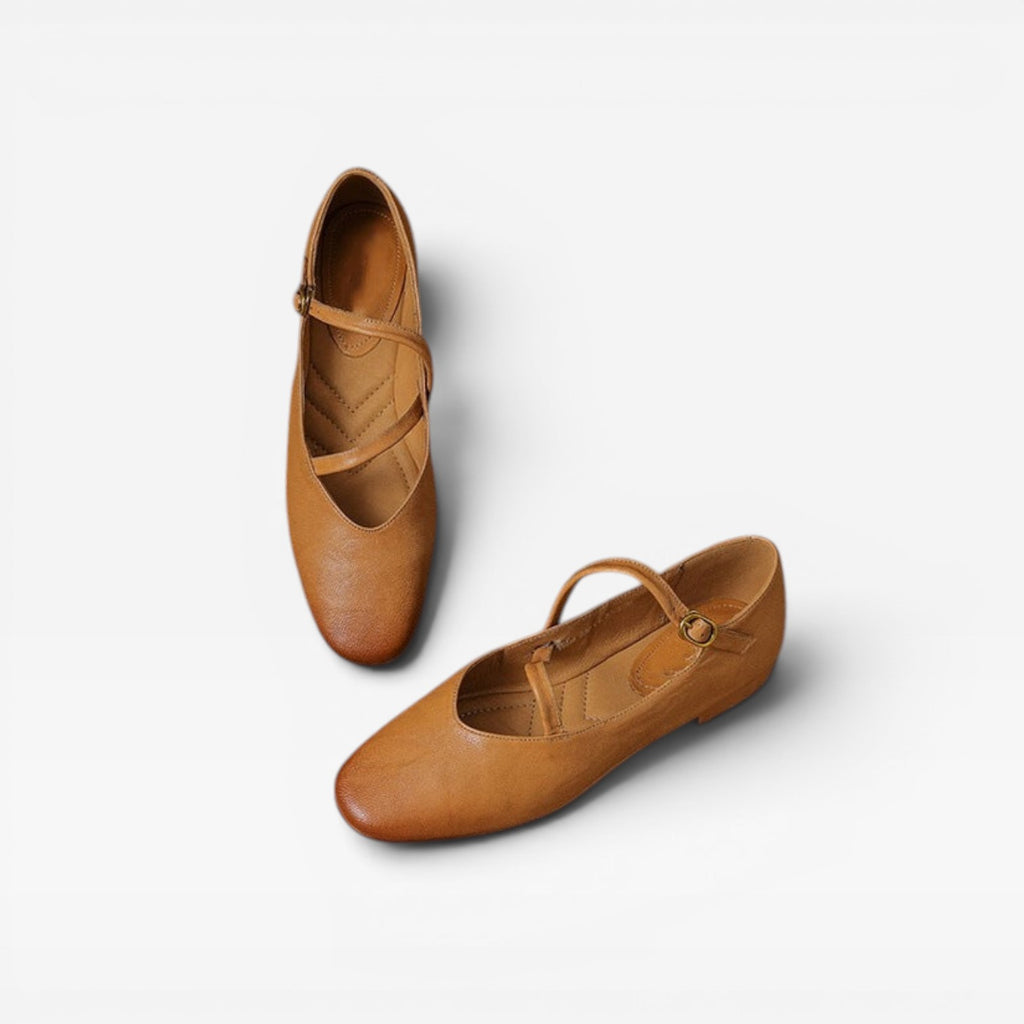 Ballerines Mary Jane en cuir pour femmes – Chaussures élégantes vintage avec bride à boucle