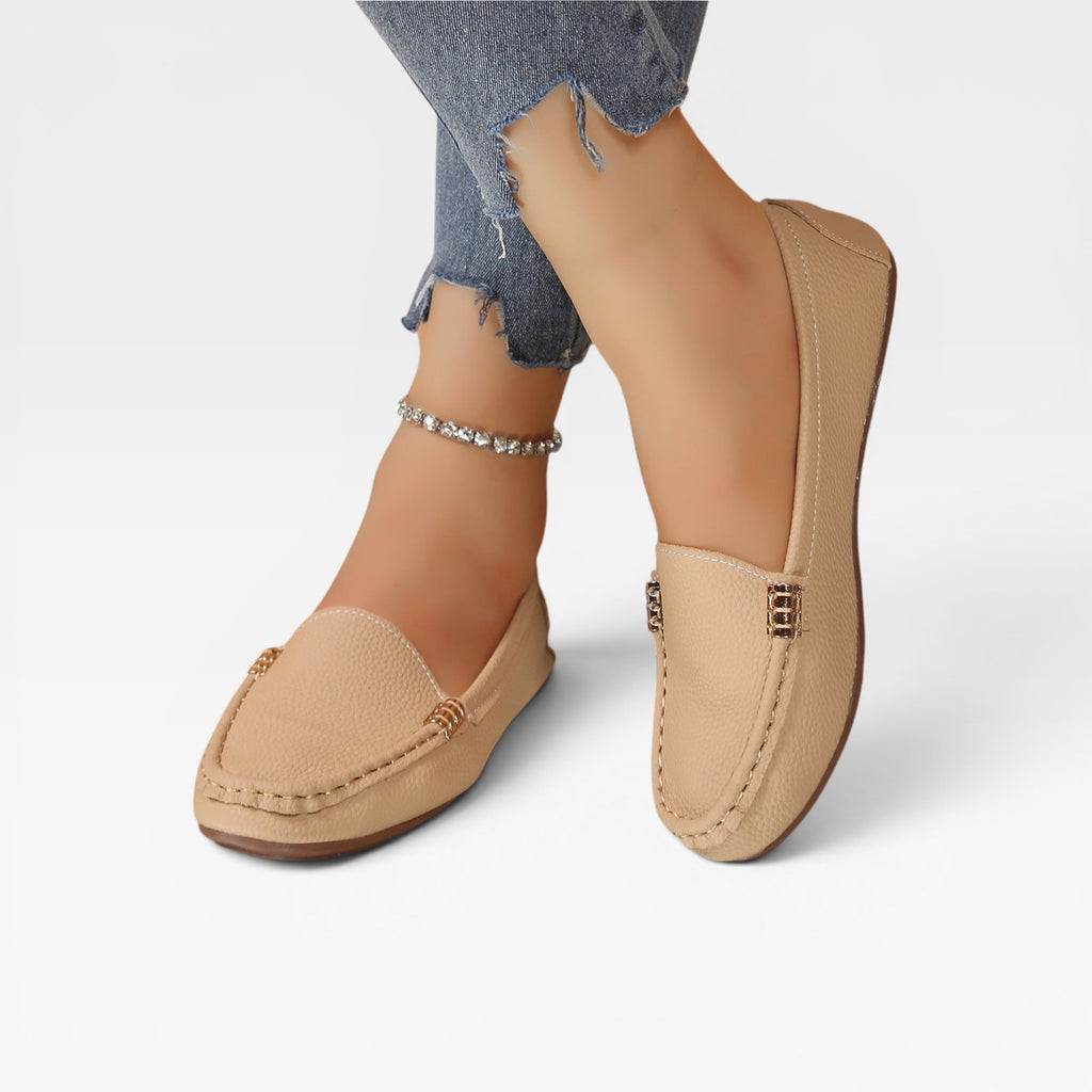 Women's Leather Bit Loafers – Classic Gold Buckle Slip On Preppy Shoes