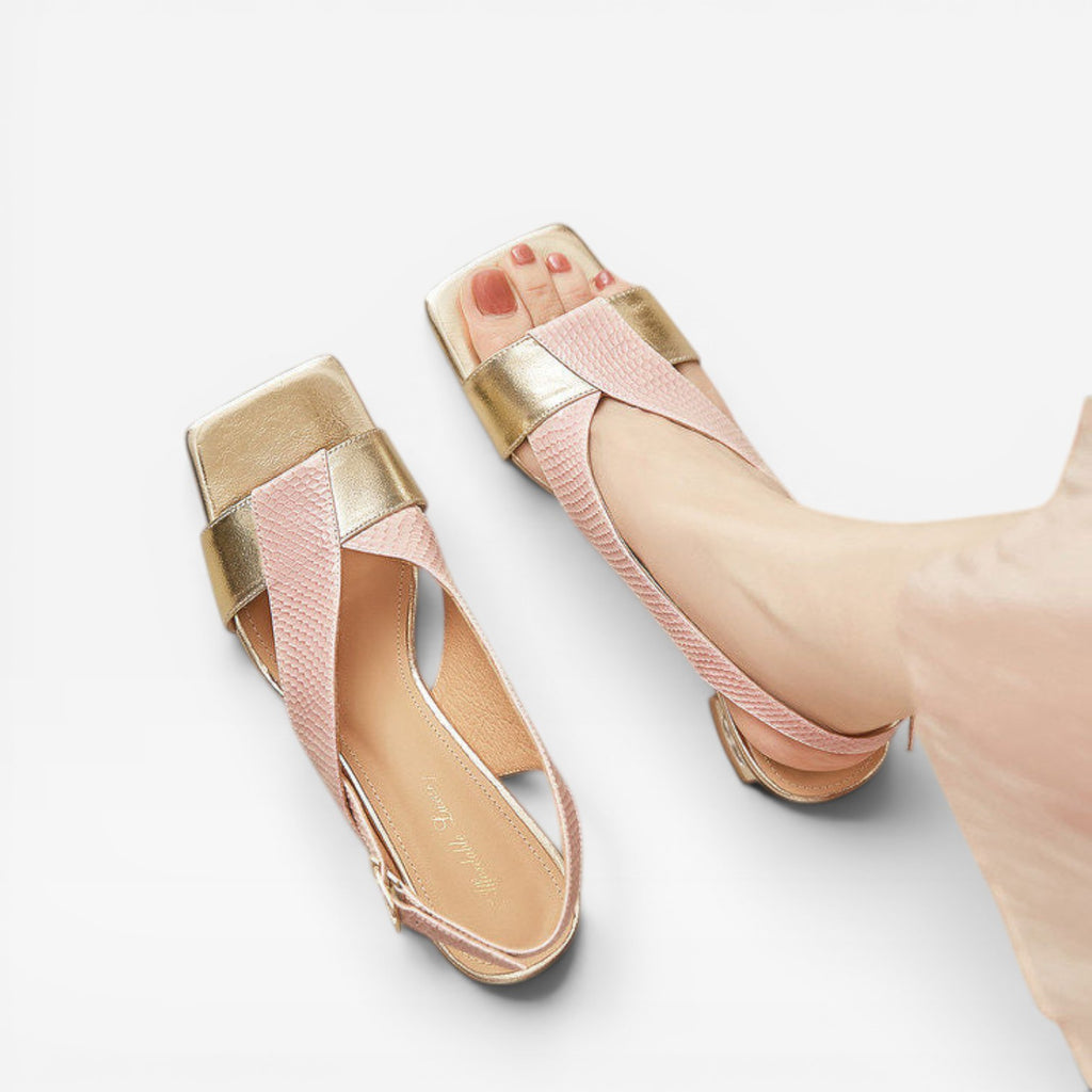 Women's Genuine Leather Sandals – Sculpted Crystal Heel Slingback Pumps for Special Occasions