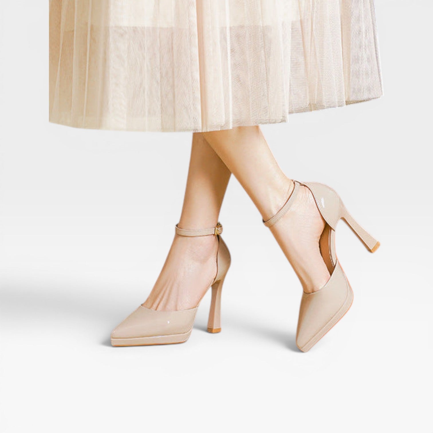 Women's Patent Leather Heels – Pointed Toe Ankle Strap Pumps for Special Occasions