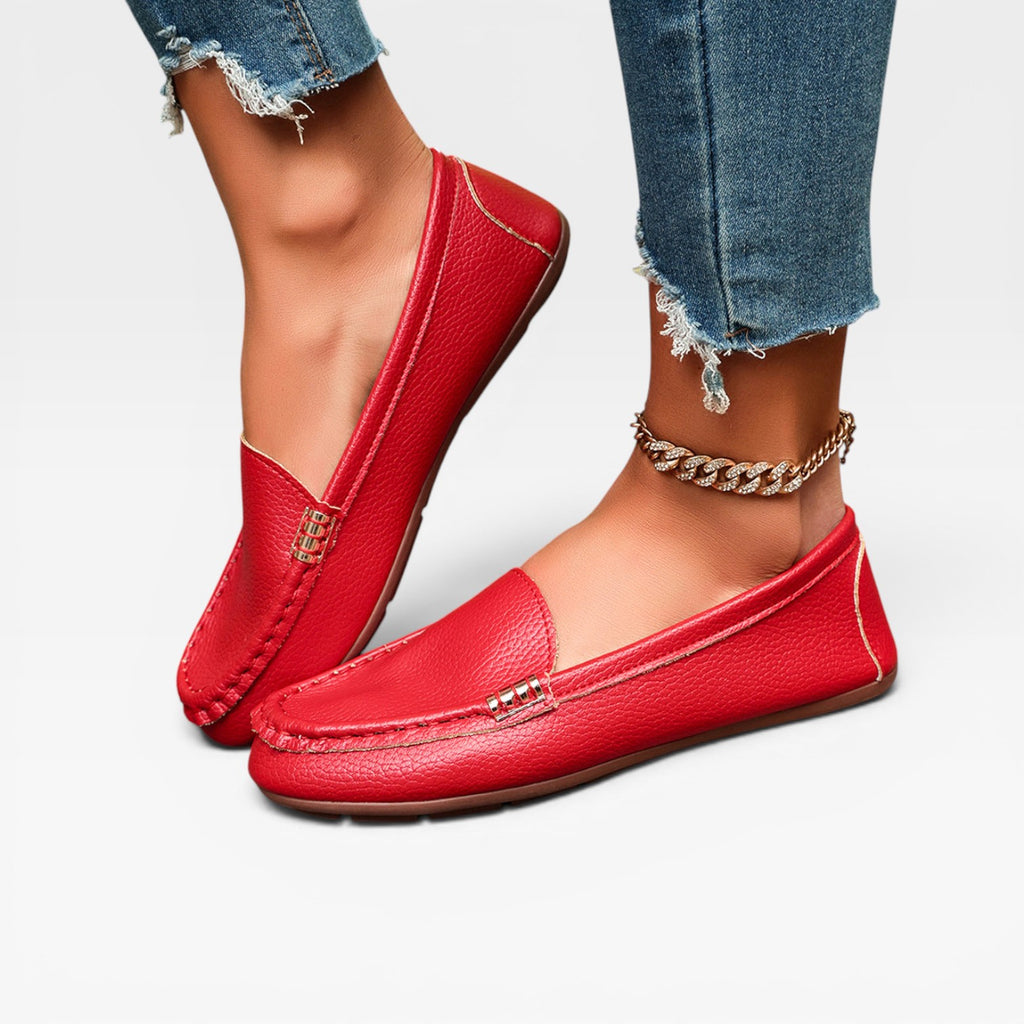 Women's Leather Bit Loafers – Classic Gold Buckle Slip On Preppy Shoes