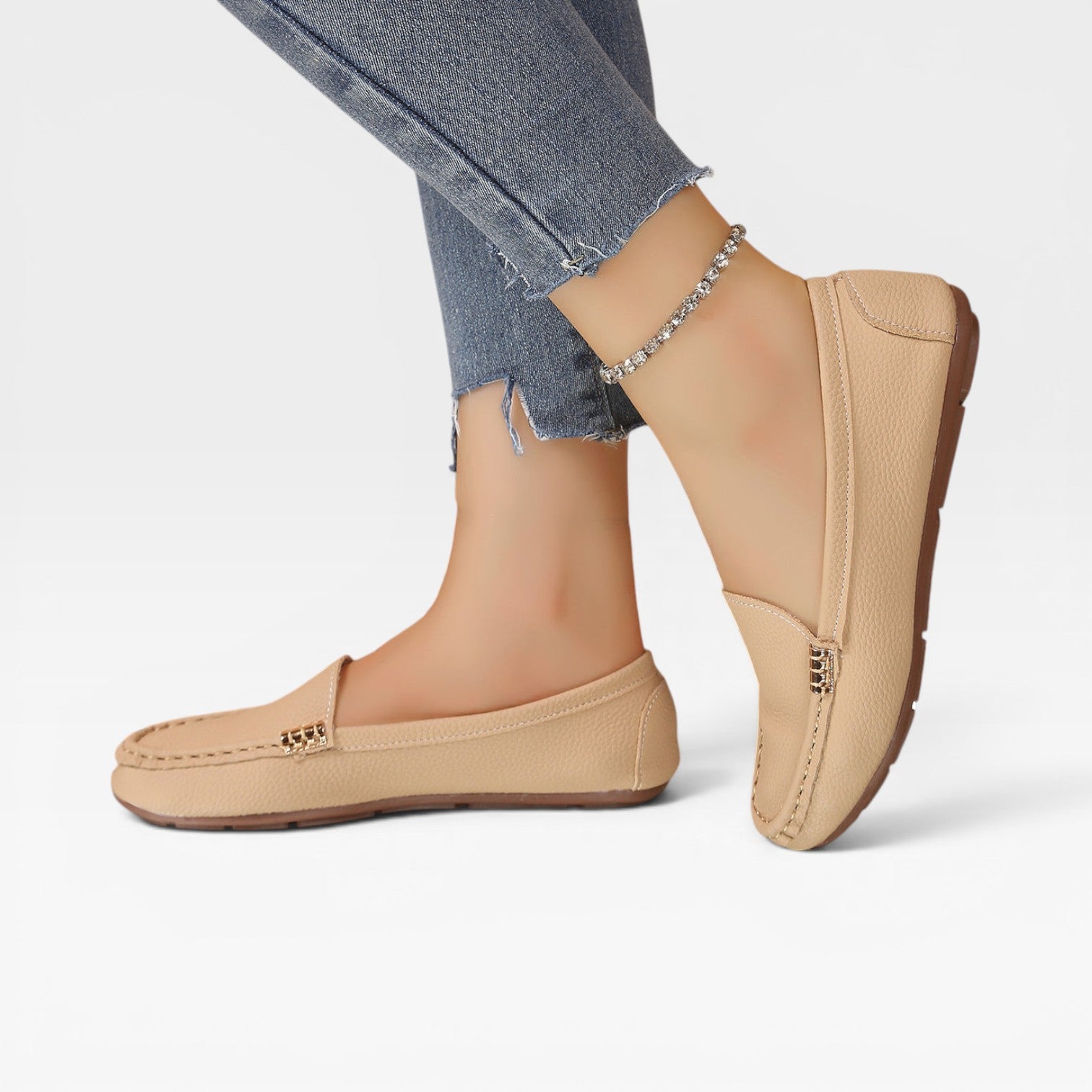 Women's Leather Bit Loafers – Classic Gold Buckle Slip On Preppy Shoes