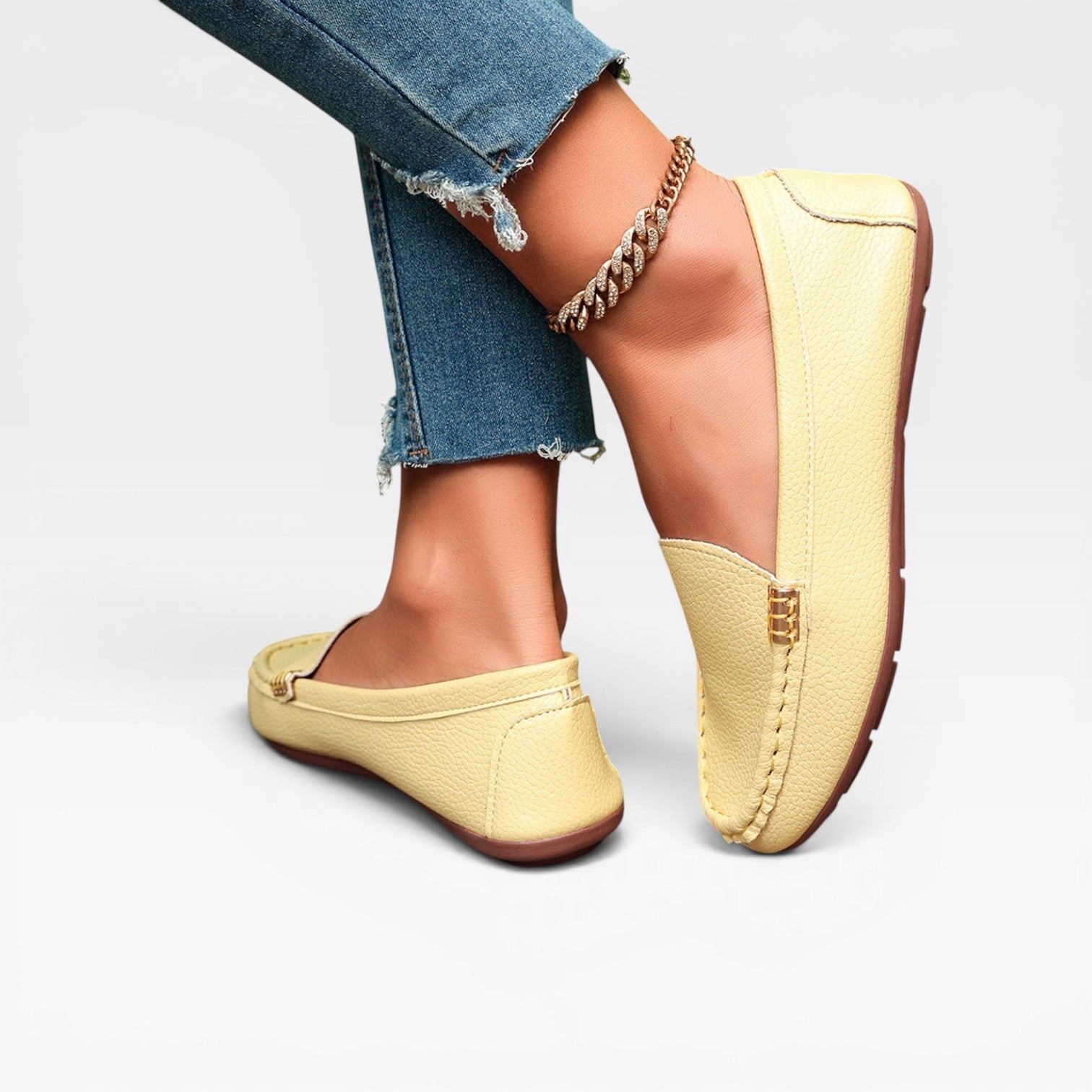 Women's Leather Bit Loafers – Classic Gold Buckle Slip On Preppy Shoes
