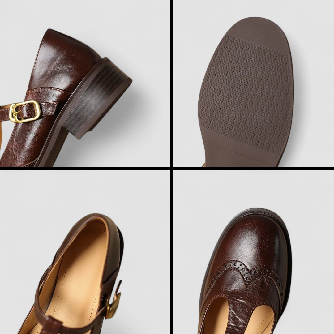 Women’s Leather Mary Jane Flats – Classic Vintage Style Shoes