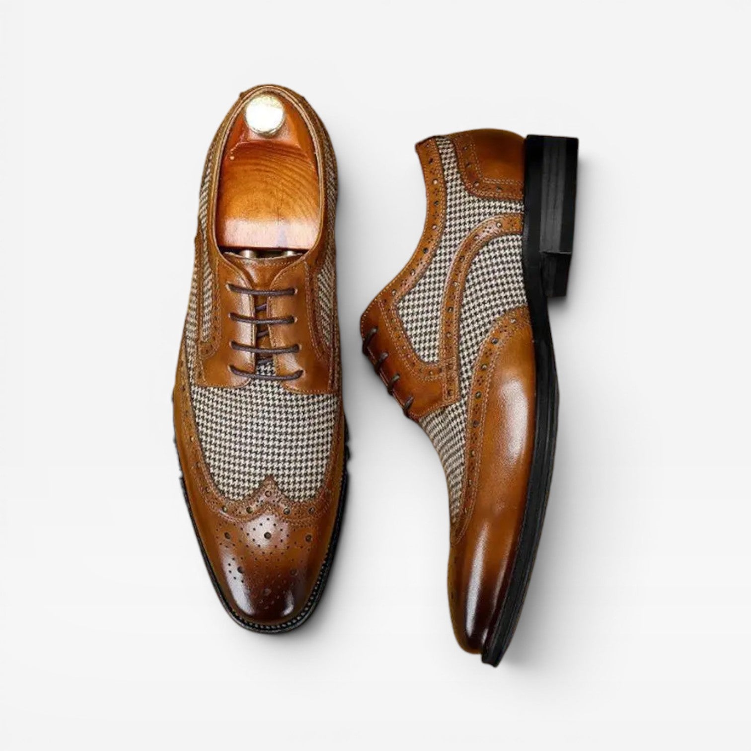 Chaussures Oxford brogues à bout golf pour hommes – Chaussures habillées classiques en cuir à lacets