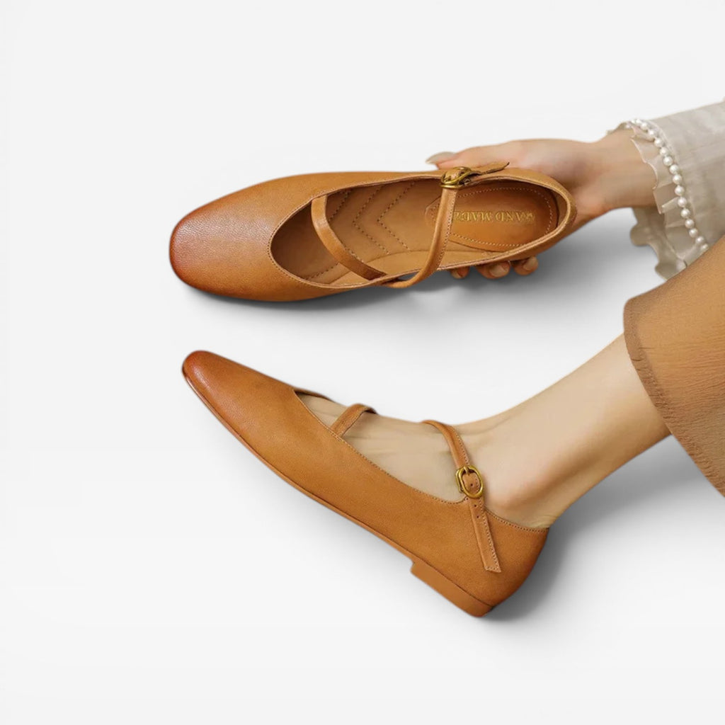 Ballerines Mary Jane en cuir pour femmes – Chaussures élégantes vintage avec bride à boucle