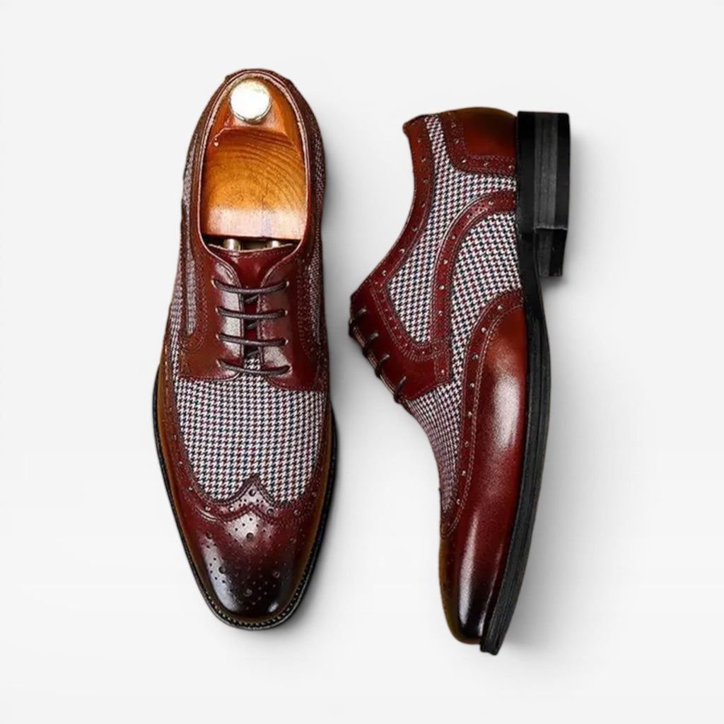 Chaussures Oxford brogues à bout golf pour hommes – Chaussures habillées classiques en cuir à lacets