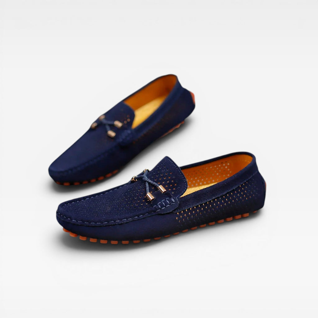 Mocassins de conduite en daim pour hommes – Chaussures à enfiler respirantes et perforées pour le confort  