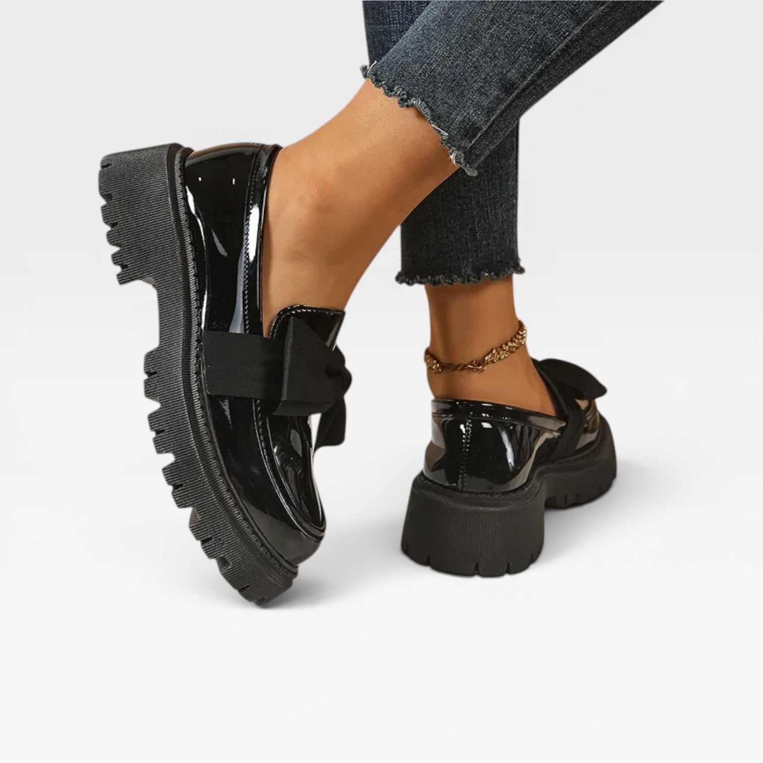Women's Chunky Platform Loafers – Bow Detail Slip On Shoes