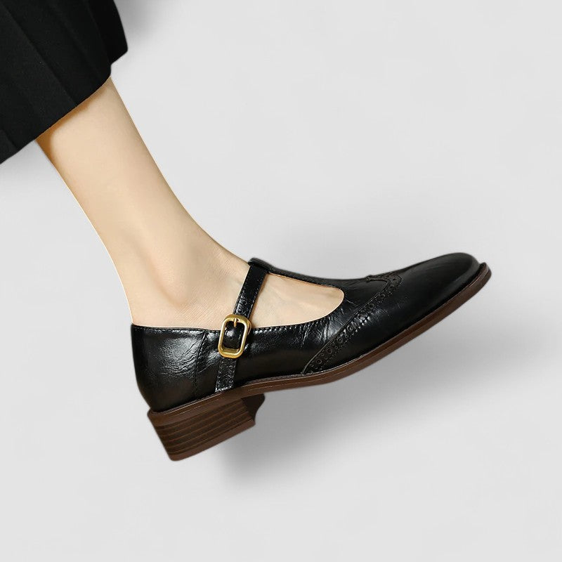 Women’s Leather Mary Jane Flats – Classic Vintage Style Shoes