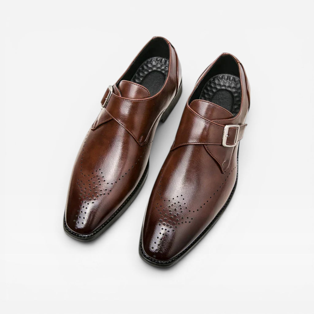 Chaussures à boucle moniale en cuir pour hommes – Chaussures habillées classiques à enfiler