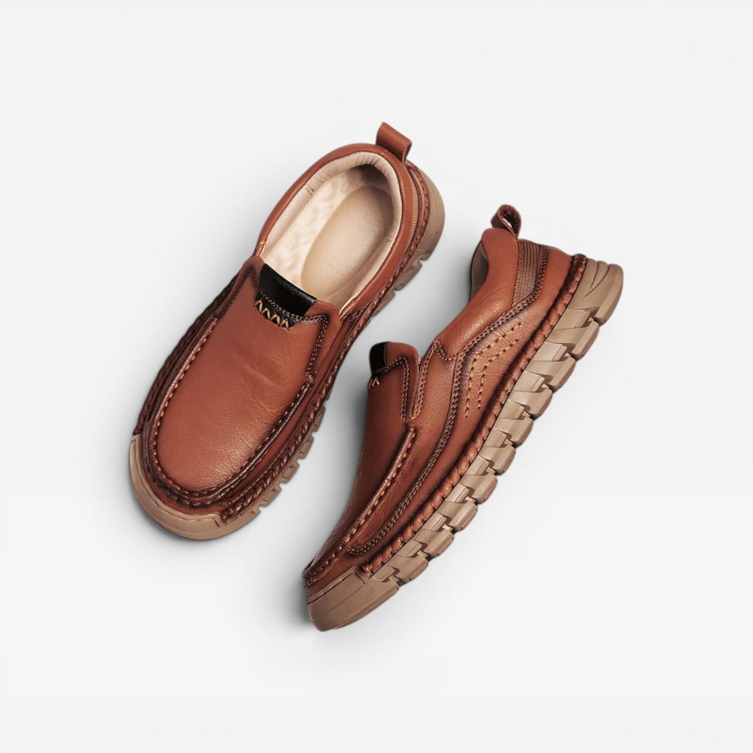 Chaussures en cuir pour hommes à enfiler – Mocassins décontractés confortables cousus main