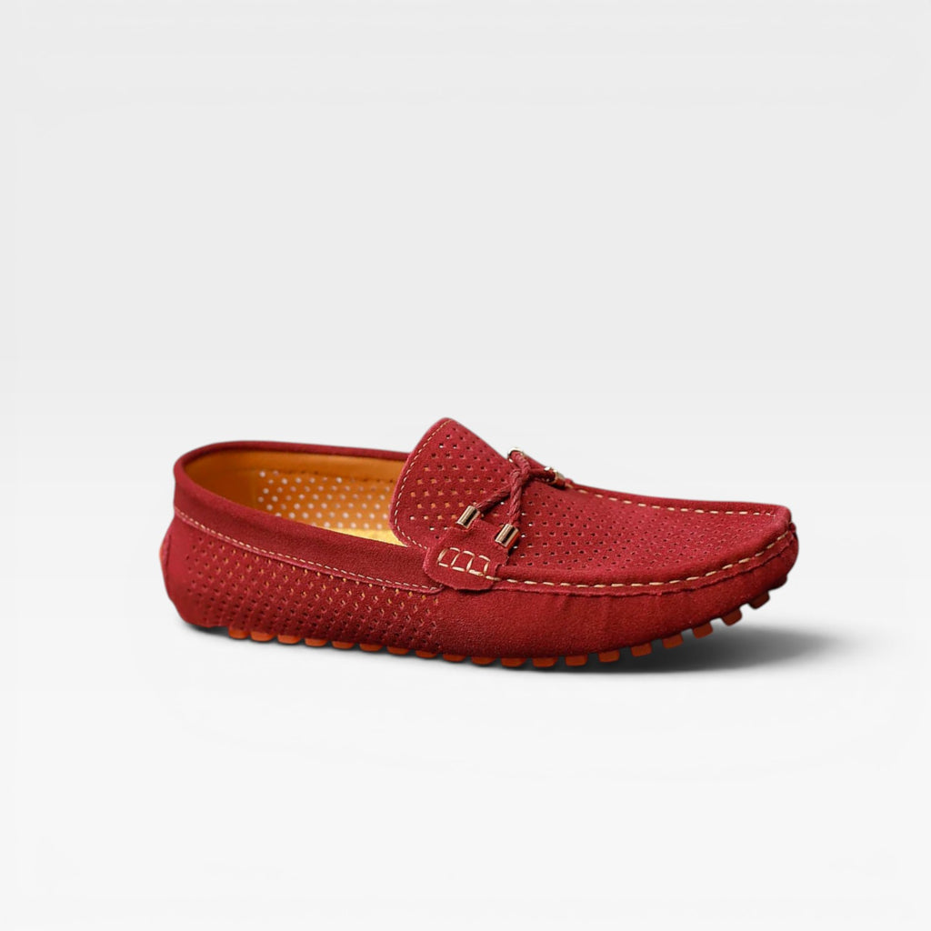 Mocassins de conduite en daim pour hommes – Chaussures à enfiler respirantes et perforées pour le confort  