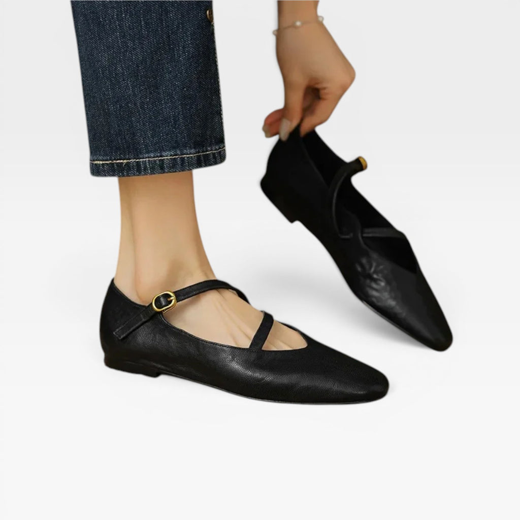 Ballerines Mary Jane en cuir pour femmes – Chaussures élégantes vintage avec bride à boucle