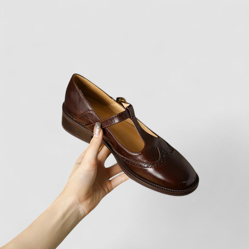 Women’s Leather Mary Jane Flats – Classic Vintage Style Shoes
