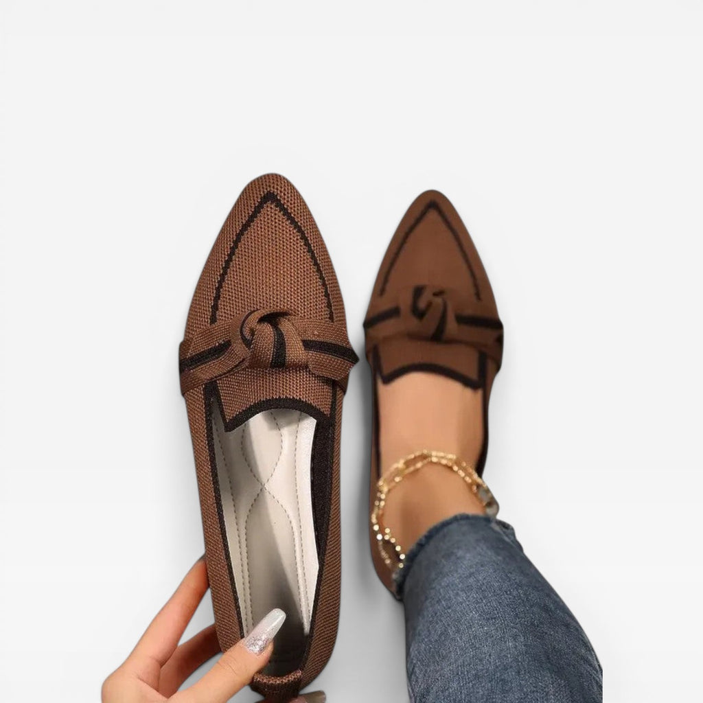 Women’s Pointed Toe Loafers – Knit Slip-On Casual Shoes