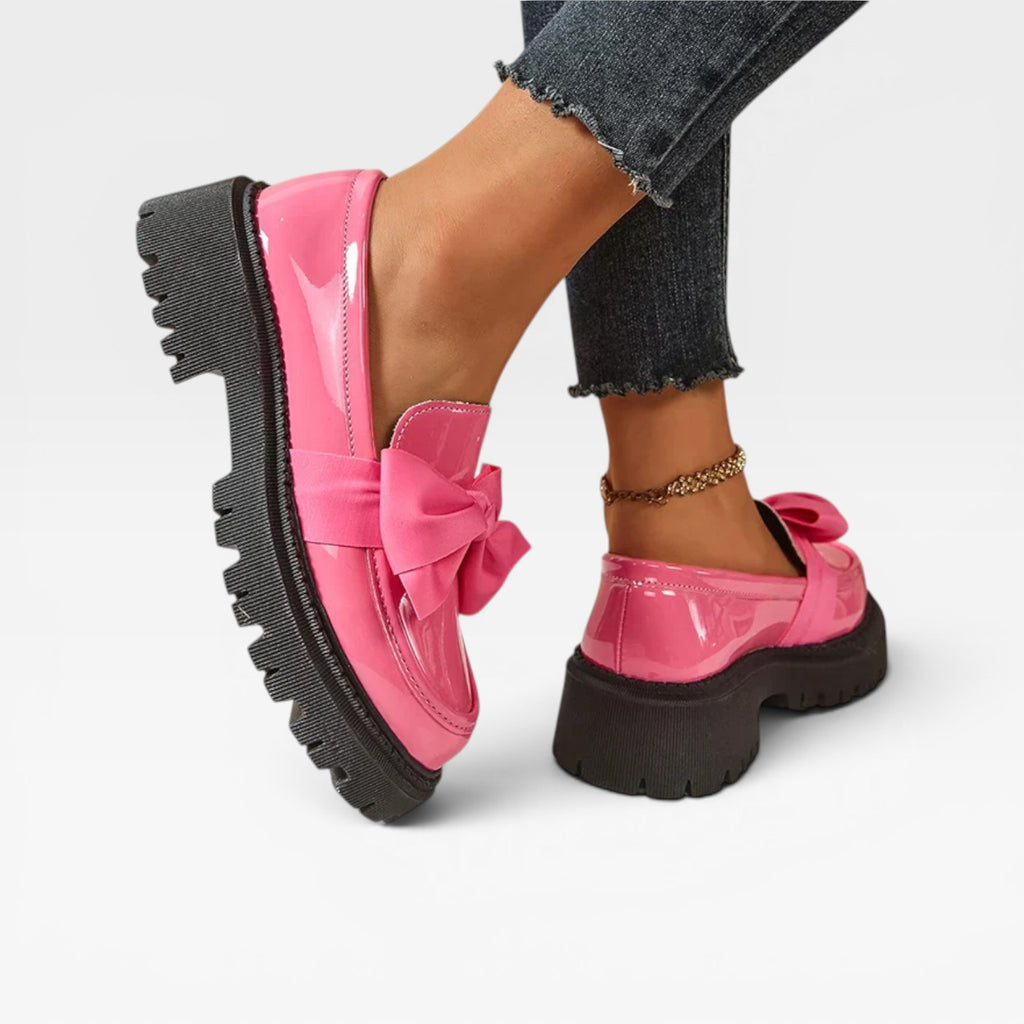 Women's Chunky Platform Loafers – Bow Detail Slip On Shoes