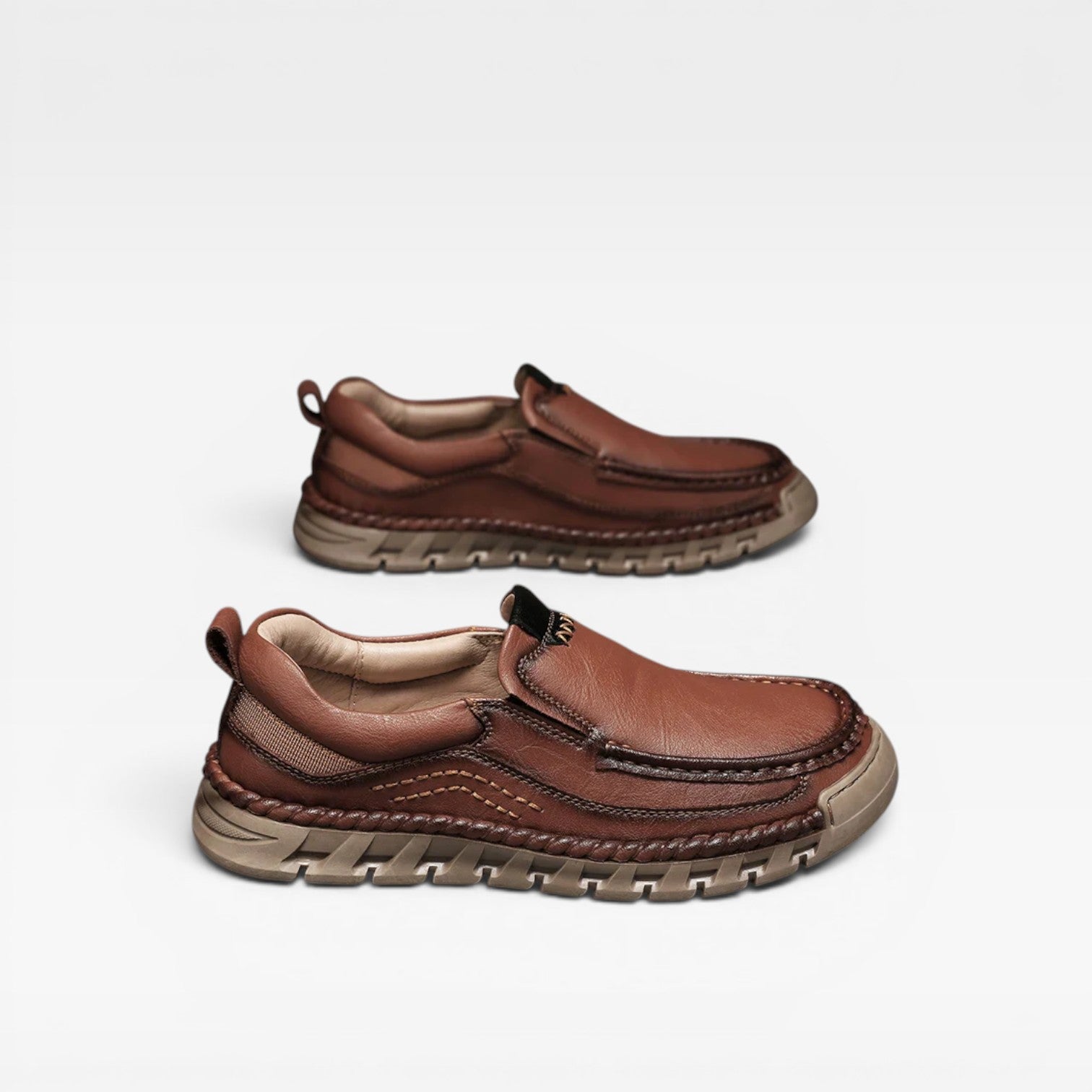 Chaussures en cuir pour hommes à enfiler – Mocassins décontractés confortables cousus main