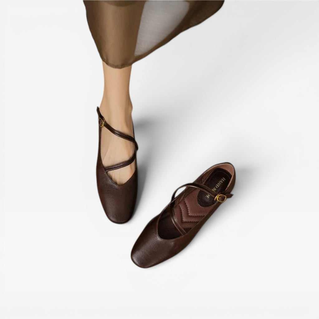 Ballerines Mary Jane en cuir pour femmes – Chaussures élégantes vintage avec bride à boucle