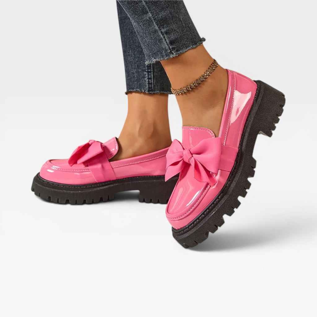 Women's Chunky Platform Loafers – Bow Detail Slip On Shoes