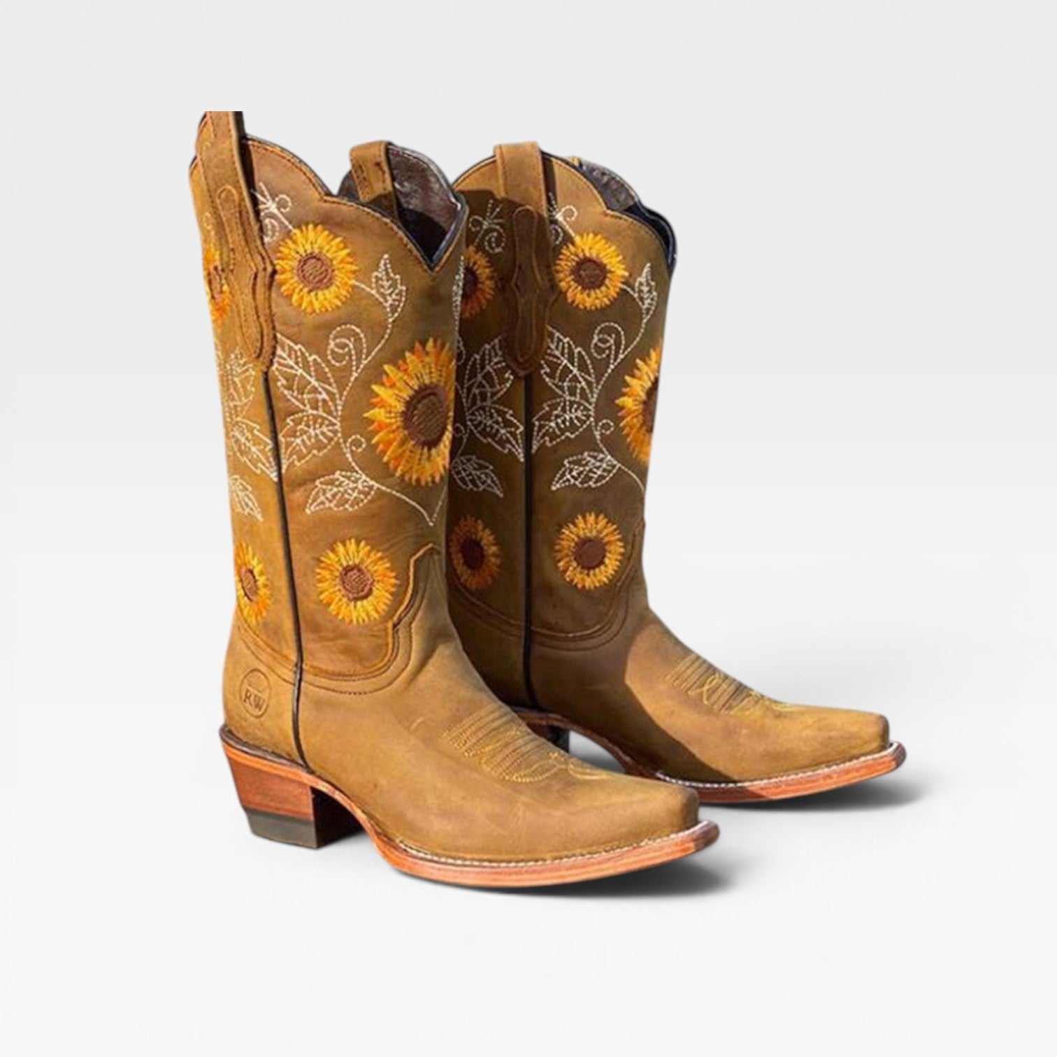 Women's Boho Cowboy Boots – Sunflower Embroidered Tall Western Boots