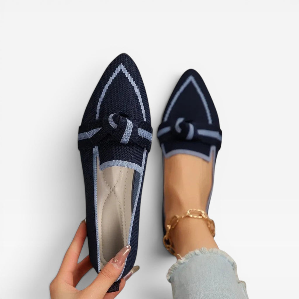 Women’s Pointed Toe Loafers – Knit Slip-On Casual Shoes