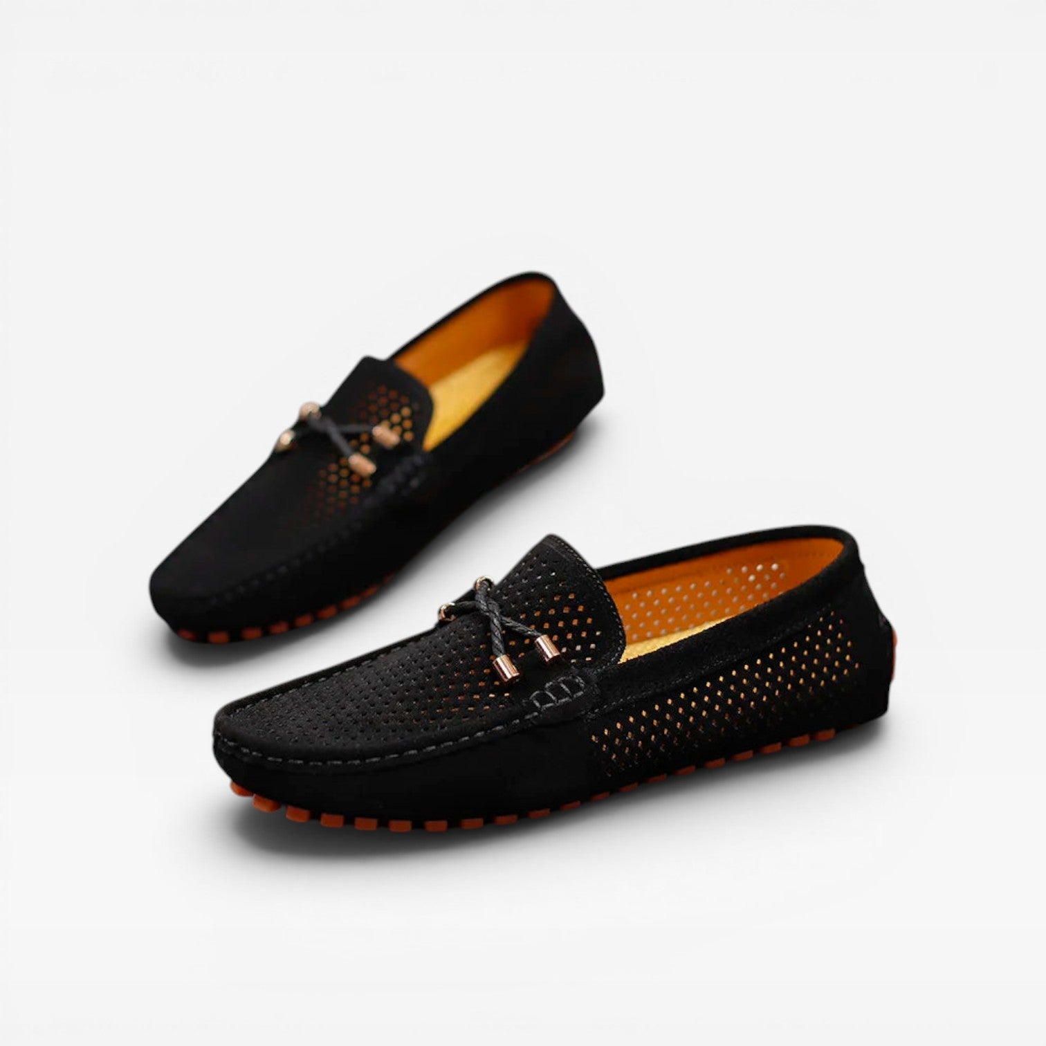Mocassins de conduite en daim pour hommes – Chaussures à enfiler respirantes et perforées pour le confort  