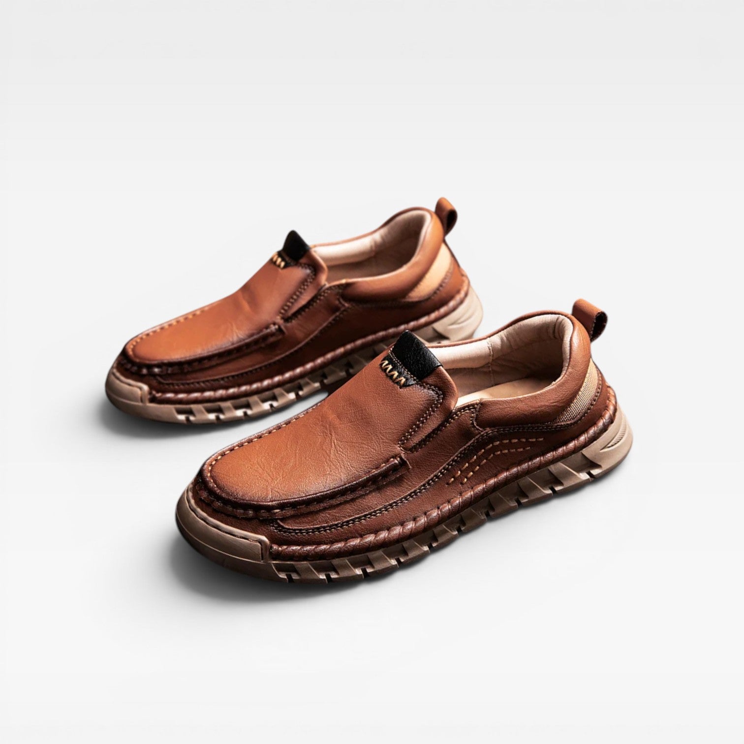 Chaussures en cuir pour hommes à enfiler – Mocassins décontractés confortables cousus main