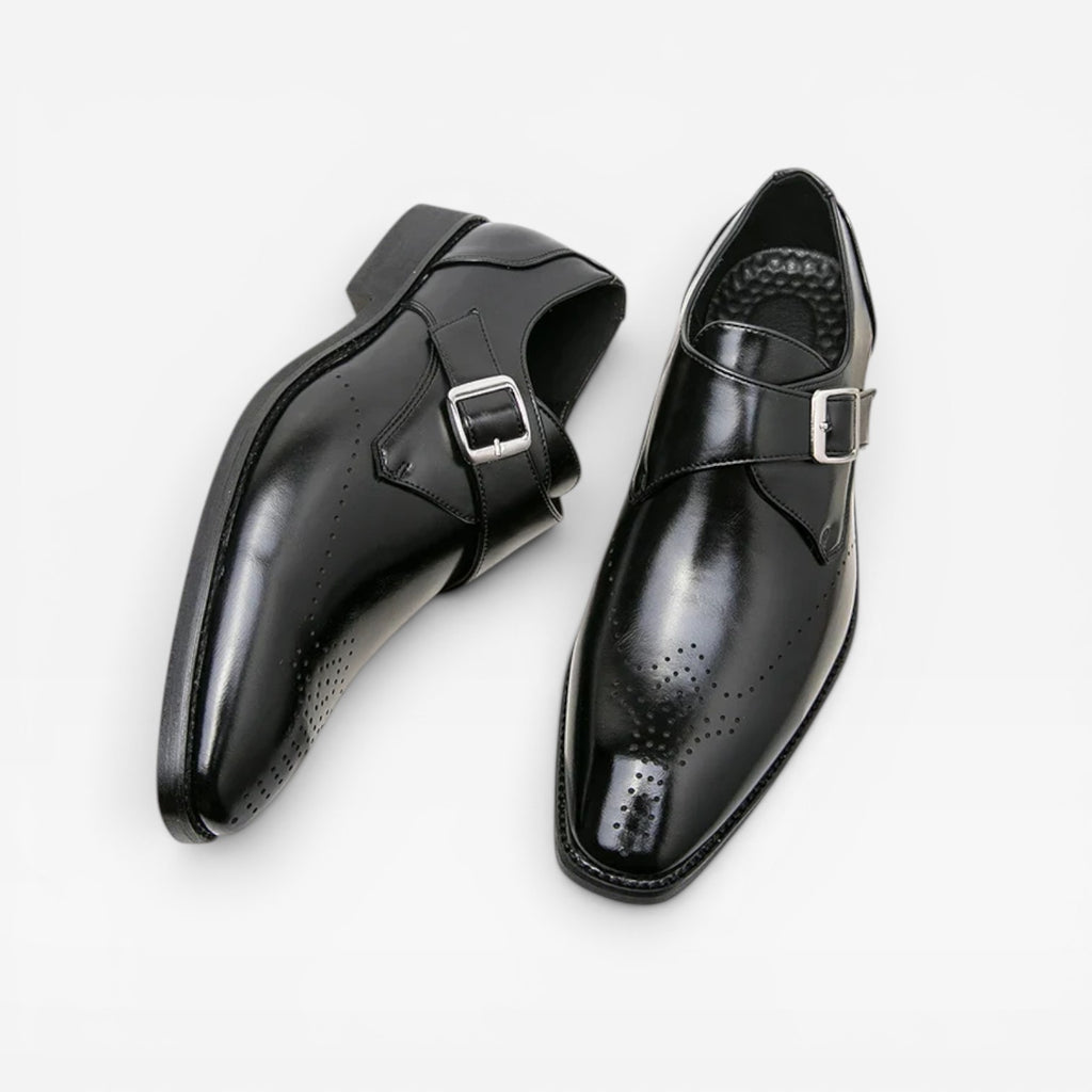 Chaussures à boucle moniale en cuir pour hommes – Chaussures habillées classiques à enfiler