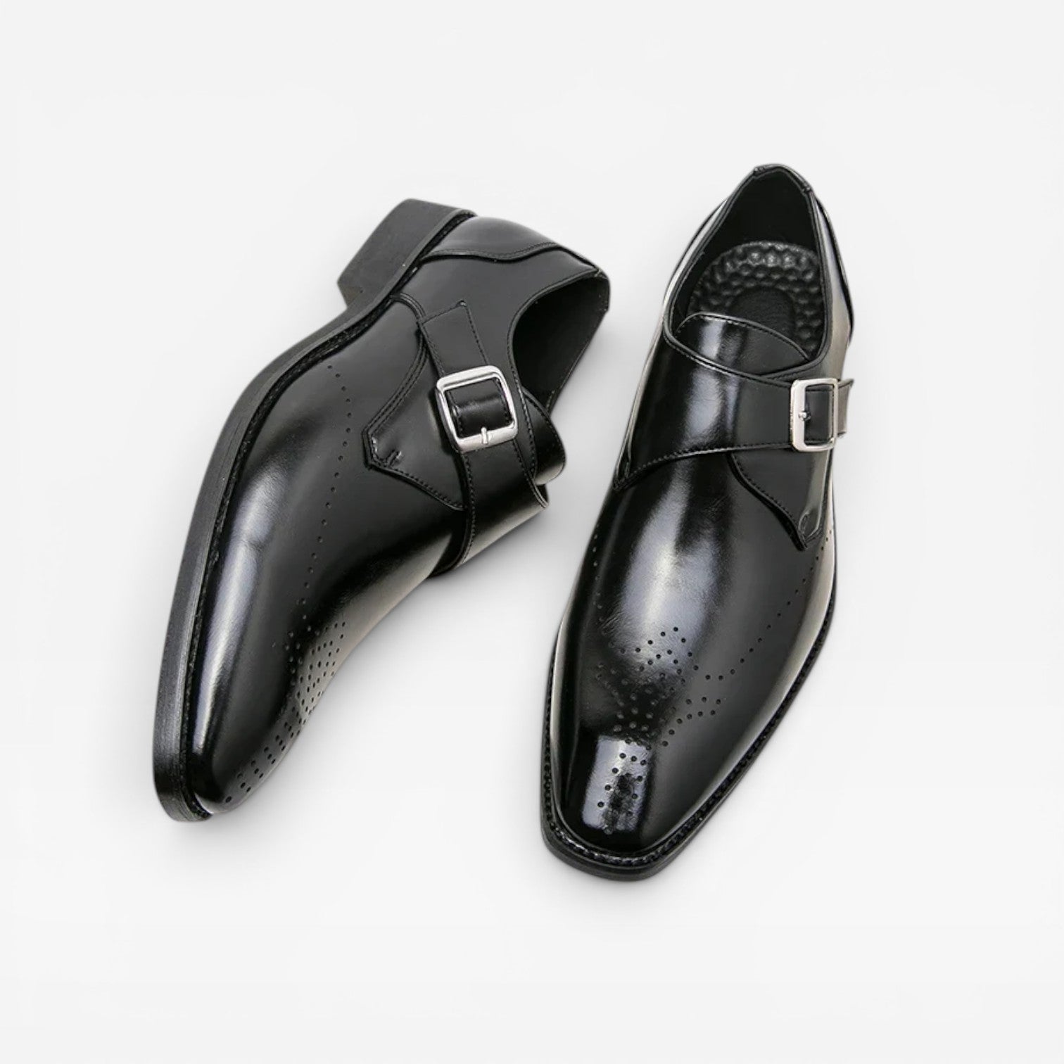Chaussures à boucle moniale en cuir pour hommes – Chaussures habillées classiques à enfiler