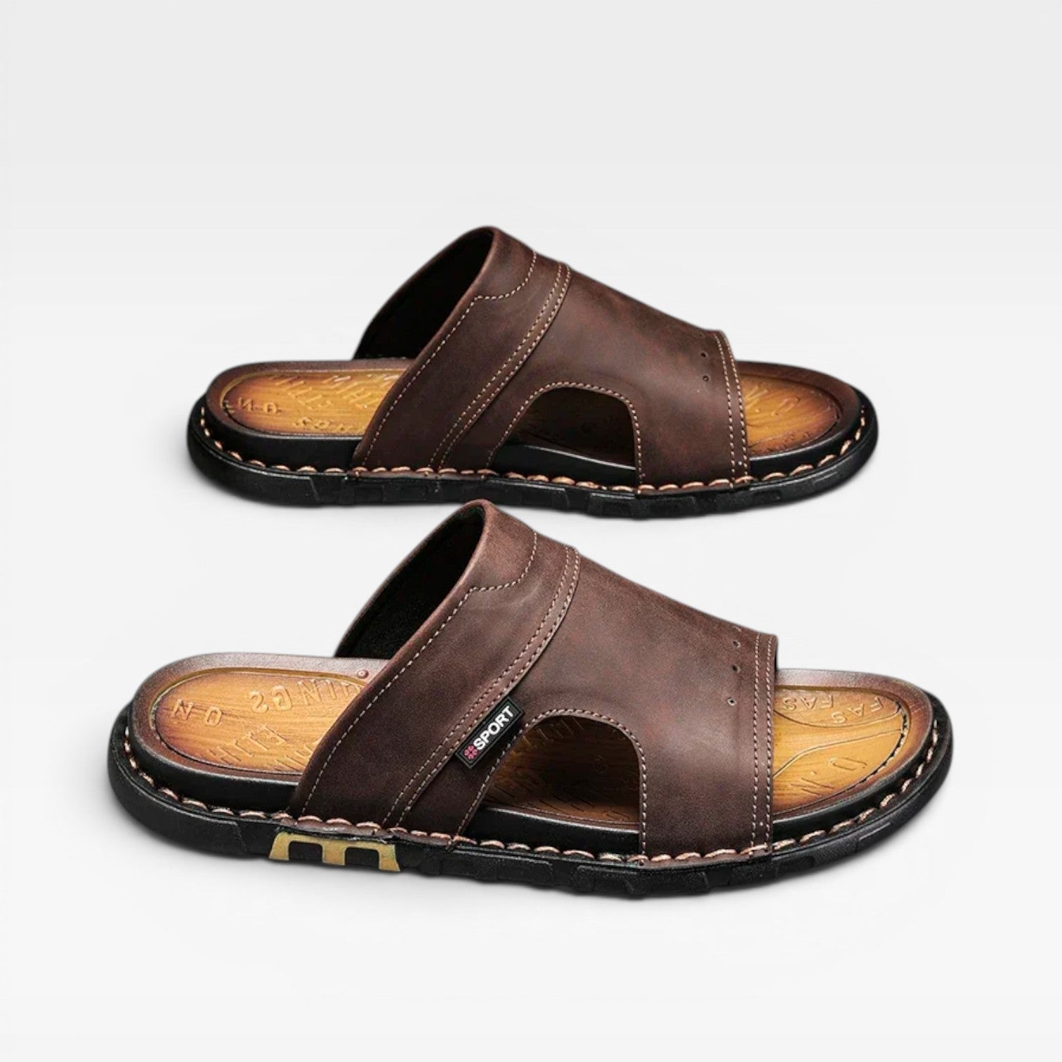 Men's Leather Slide Sandals – Classic Slip On Open Toe Summer Style