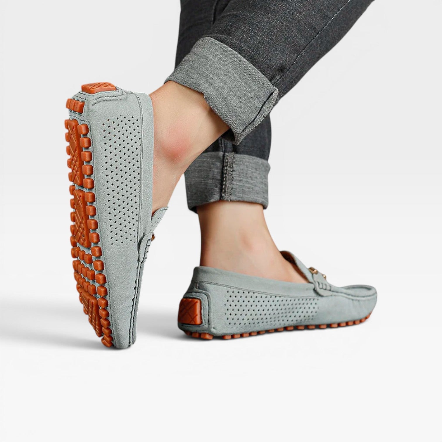 Mocassins de conduite en daim pour hommes – Chaussures à enfiler respirantes et perforées pour le confort  